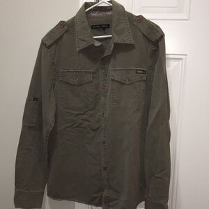 Olive green pink Mambo Hero military travel shirt